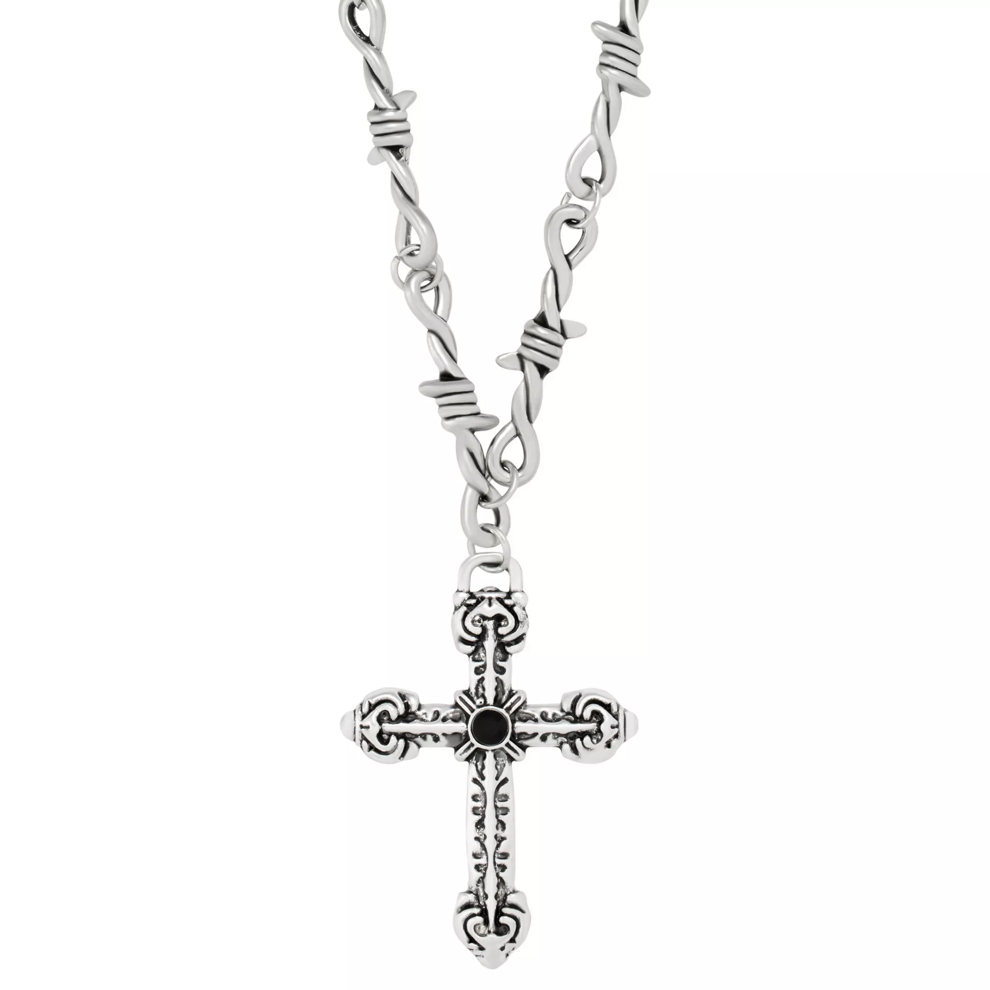 Barbed Wire Cross Necklace at Spencer's