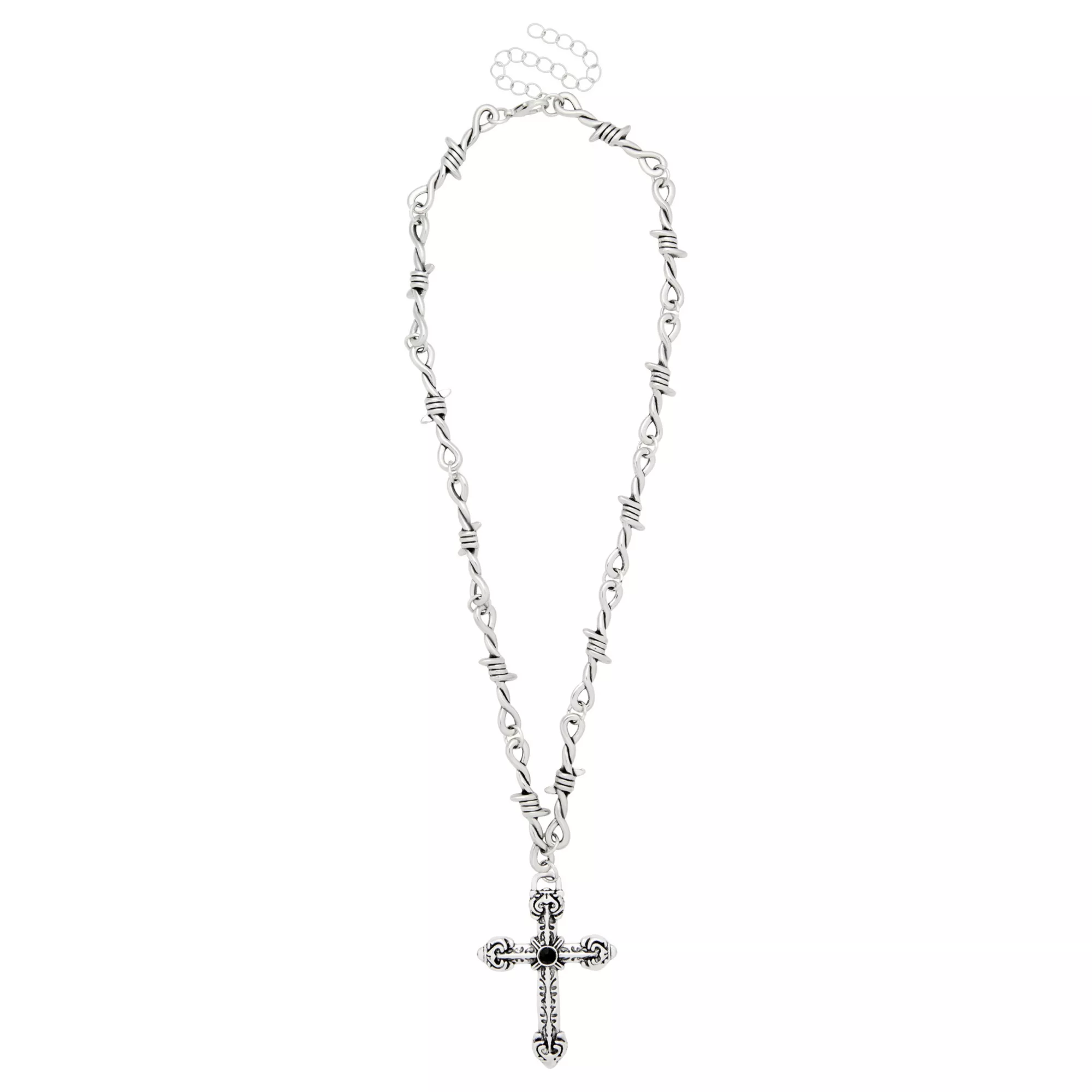 Barbed Wire Cross Necklace at Spencer's