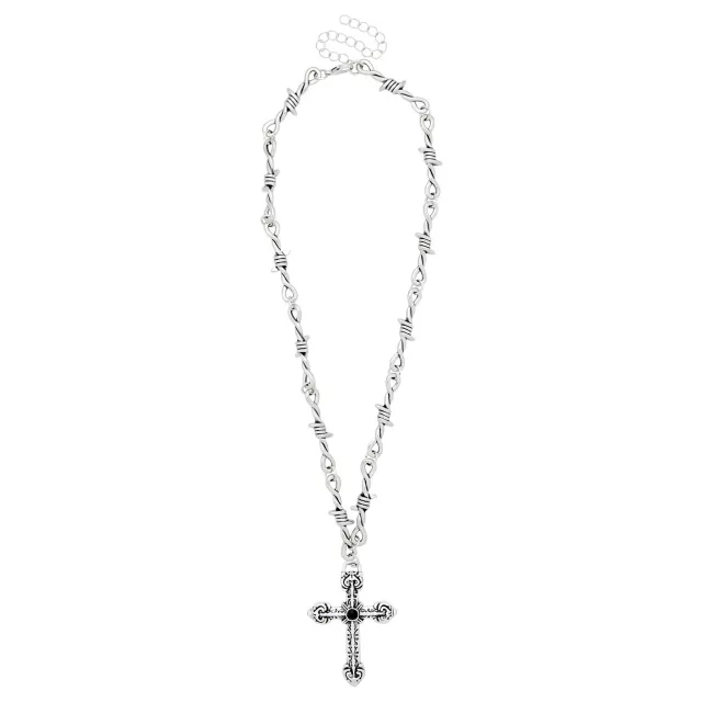 Barbed Wire Cross Necklace