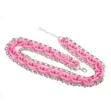 Pink 3 Row Chunky Chain Necklace at Spencer's