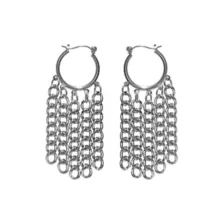 Drop Chains Silver-Tone Dangle Hoop Earrings - 18 Gauge at Spencer's