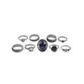 Multi-Pack Stone Rose Moon Rings - 9 Pack at Spencer's