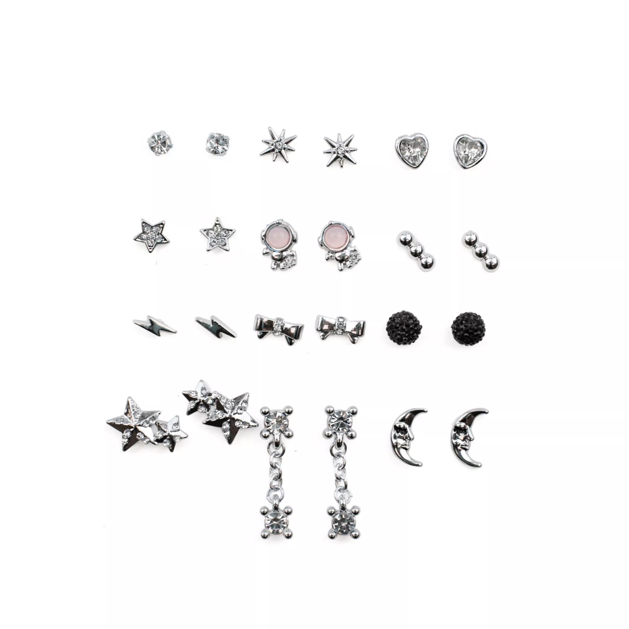 Multi-Pack Coffin Moth Star Stud Earrings - 12 Pair