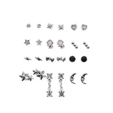 Multi-Pack Coffin Moth Star Stud Earrings - 12 Pair at Spencer's