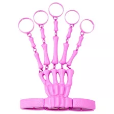 Pink Skeleton Five Finger Attached Ring Chain Bracelet at Spencer's