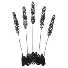 Black Antique Five Finger Attached Ring Bracelet at Spencer's