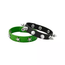 Multi-Pack Green and Black Star Spiked Bracelets - 2 Pack at Spencer's