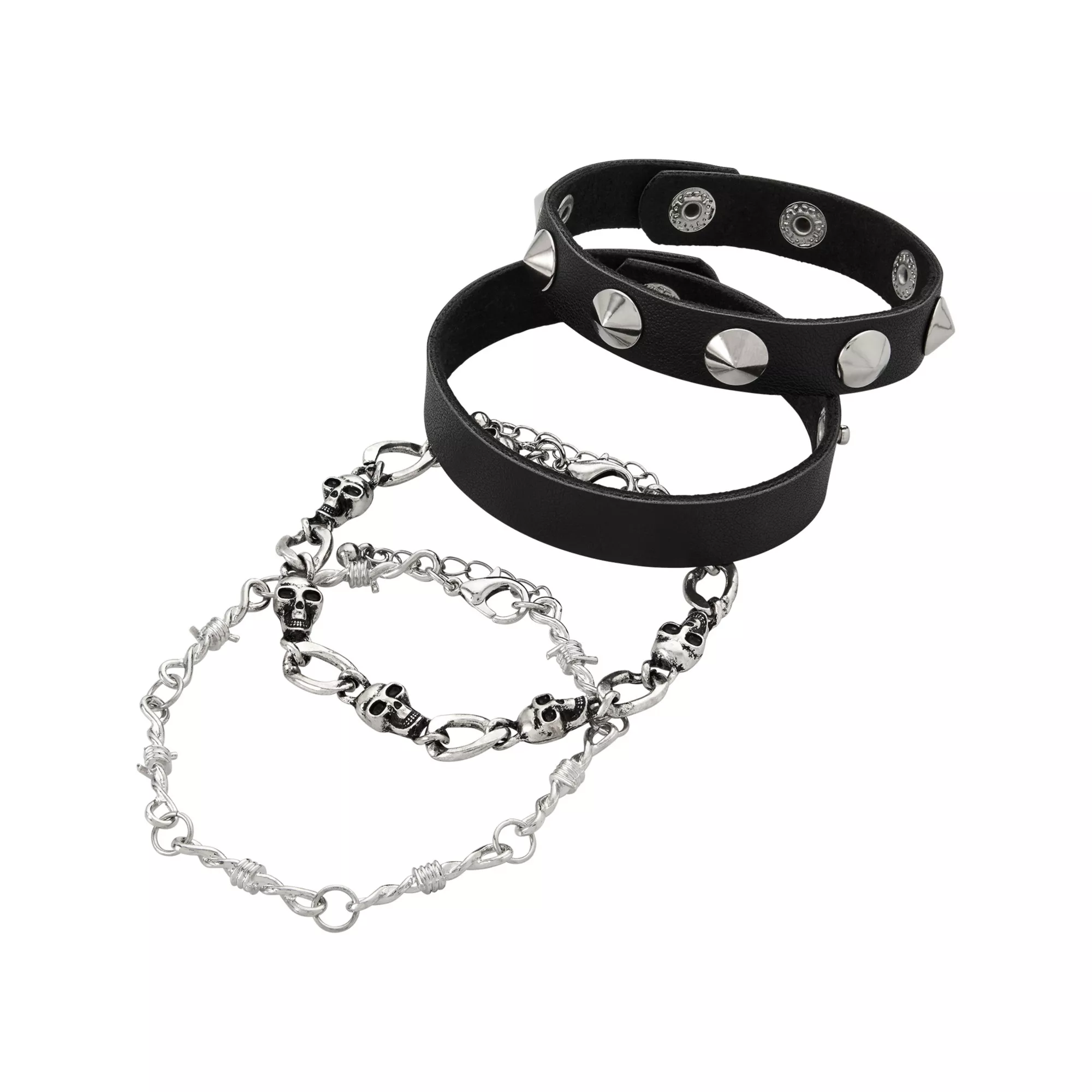 Multi-Pack Snake Skull Barbed Wire Bracelets - 4 Pack
