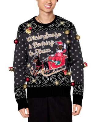 Light-Up Uncle Snoop Is Coming to Town Christmas Sweater