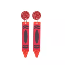 Red Crayon Dangle Earrings at Spencer's