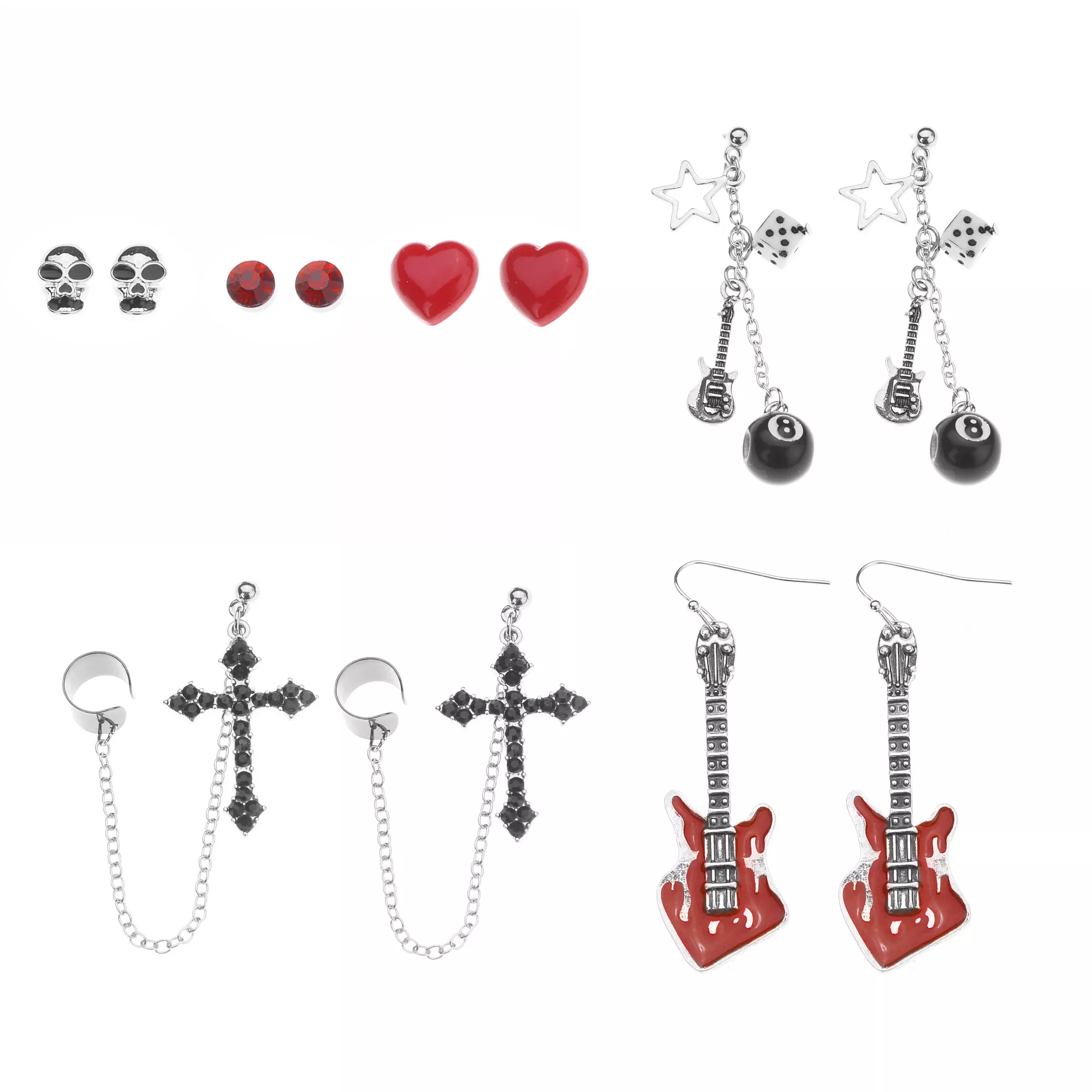 Multi-Pack Rock Princess Dangle Earrings - 6 Pack at Spencer's