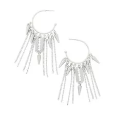 Razor Blade Spike Chain Silver-Tone Hoop Earrings at Spencer's