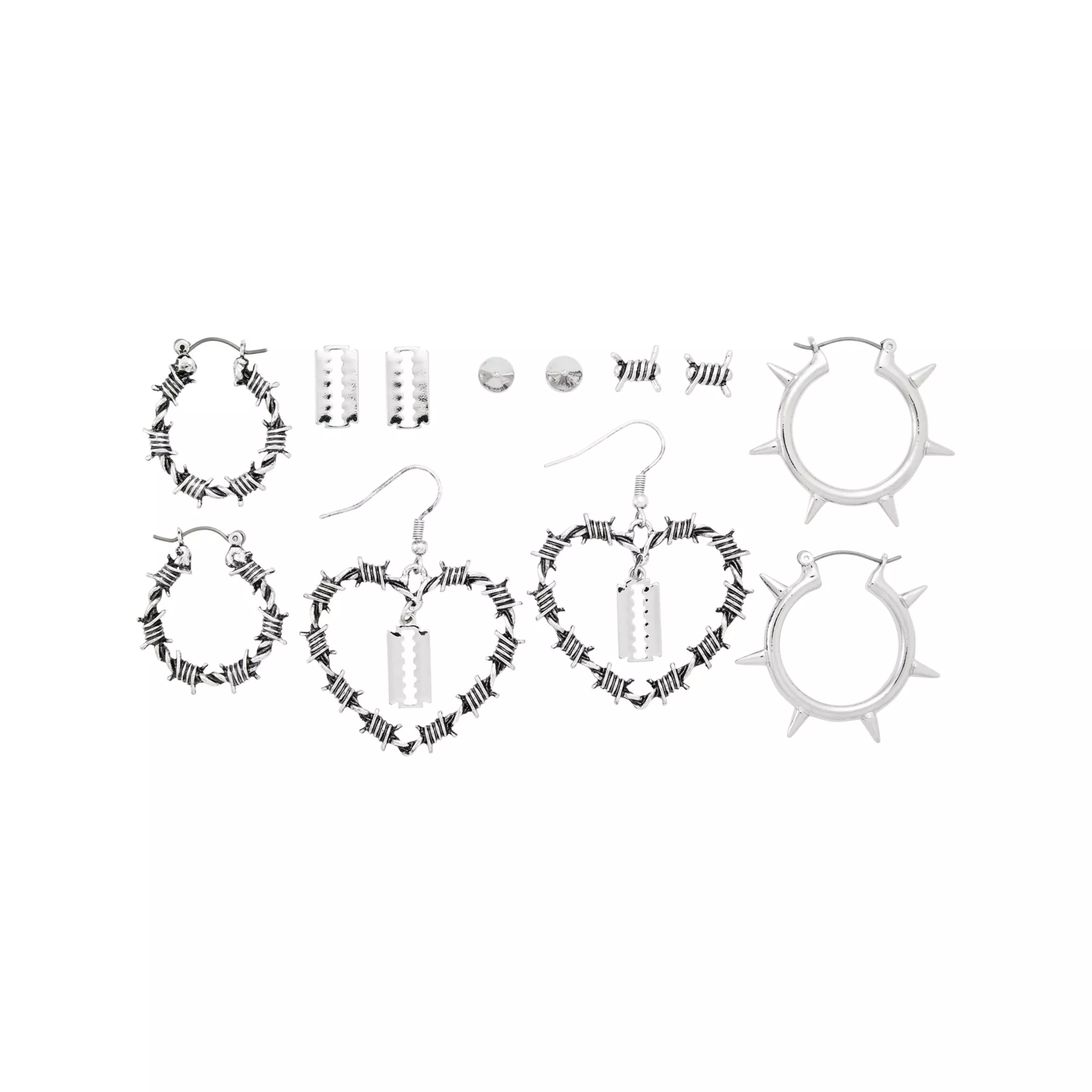 Multi-Pack Barb Wire Assorted Earrings - 6 Pair at Spencer's