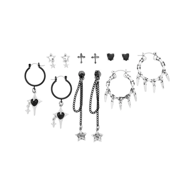 Multi-Pack Y2K Goth Stud and Hoop Dangle Earrings - 6 Pair at Spencer's
