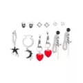 Multi-Pack Heart Cross Wire Assorted Earrings - 6 Pair at Spencer's