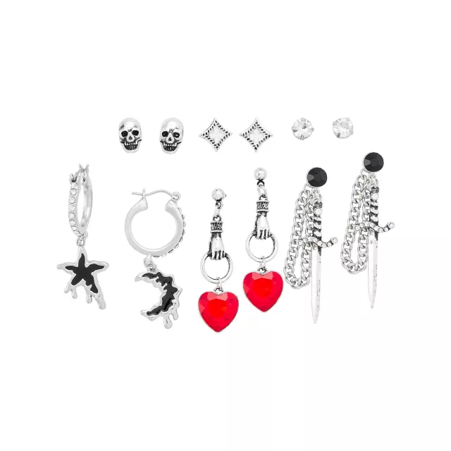 Multi-Pack Heart Cross Wire Assorted Earrings - 6 Pair at Spencer's