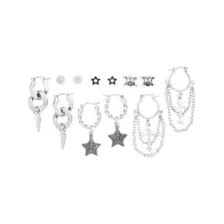 Multi-Pack Silvertone Skull and Cross Earrings - 6 Pack at Spencer's