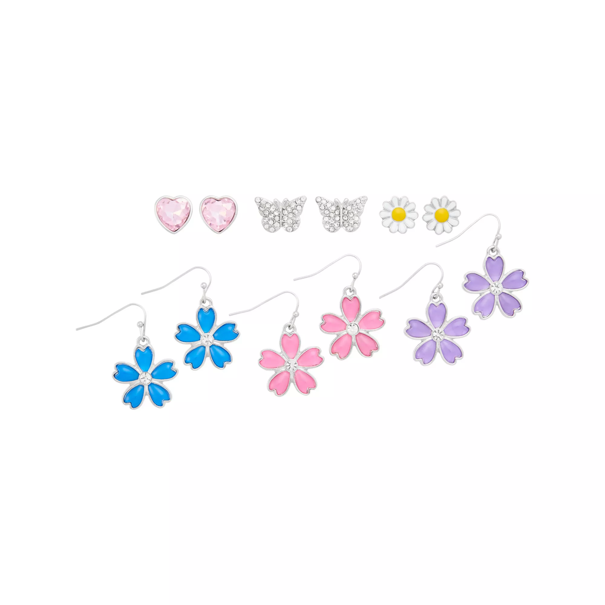 Multi-Pack Pastel Flowers Assorted Earrings - 6 Pack at Spencer's