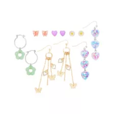 Multi-Pack Heart Butterfly Flower Assorted Earrings - 6 Pack at Spencer's