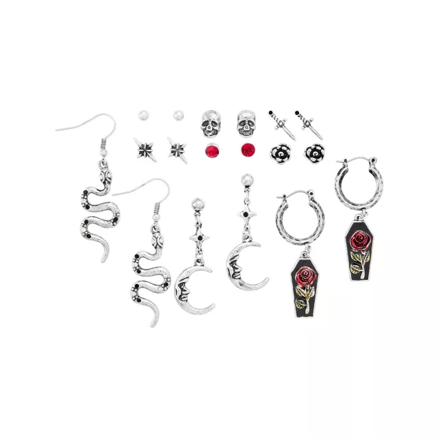 Multi-Pack Flower Coffin Cross Assorted Earrings - 9 Pair at Spencer's