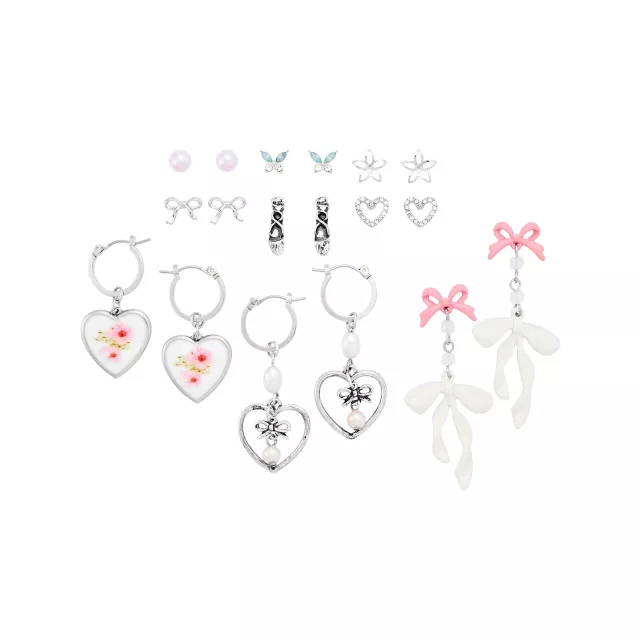 Multi-Pack Pressed Flower Bow Stud and Dangle Earrings - 9 Pair at Spencer's
