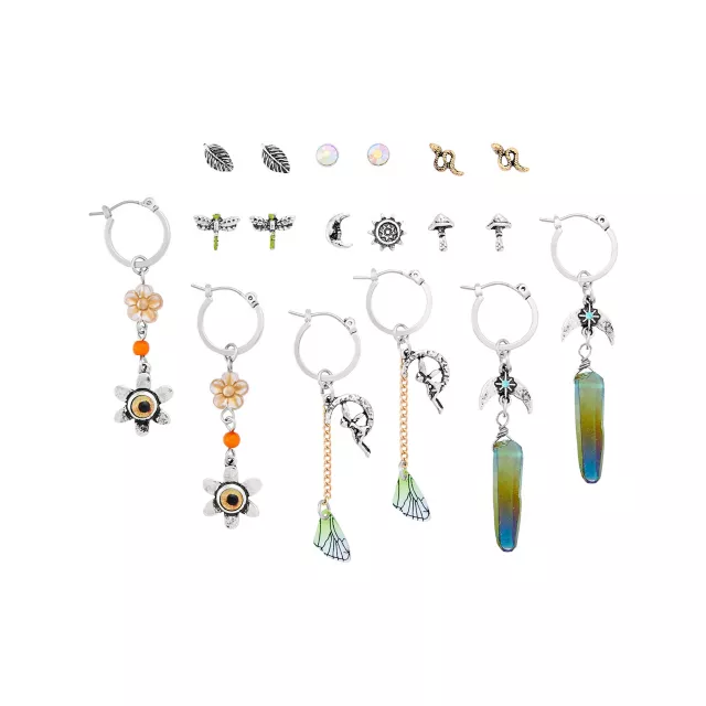 Multi-Pack Crystal Moth Wings Stud and Dangle Earrings - 9 Pair at Spencer's