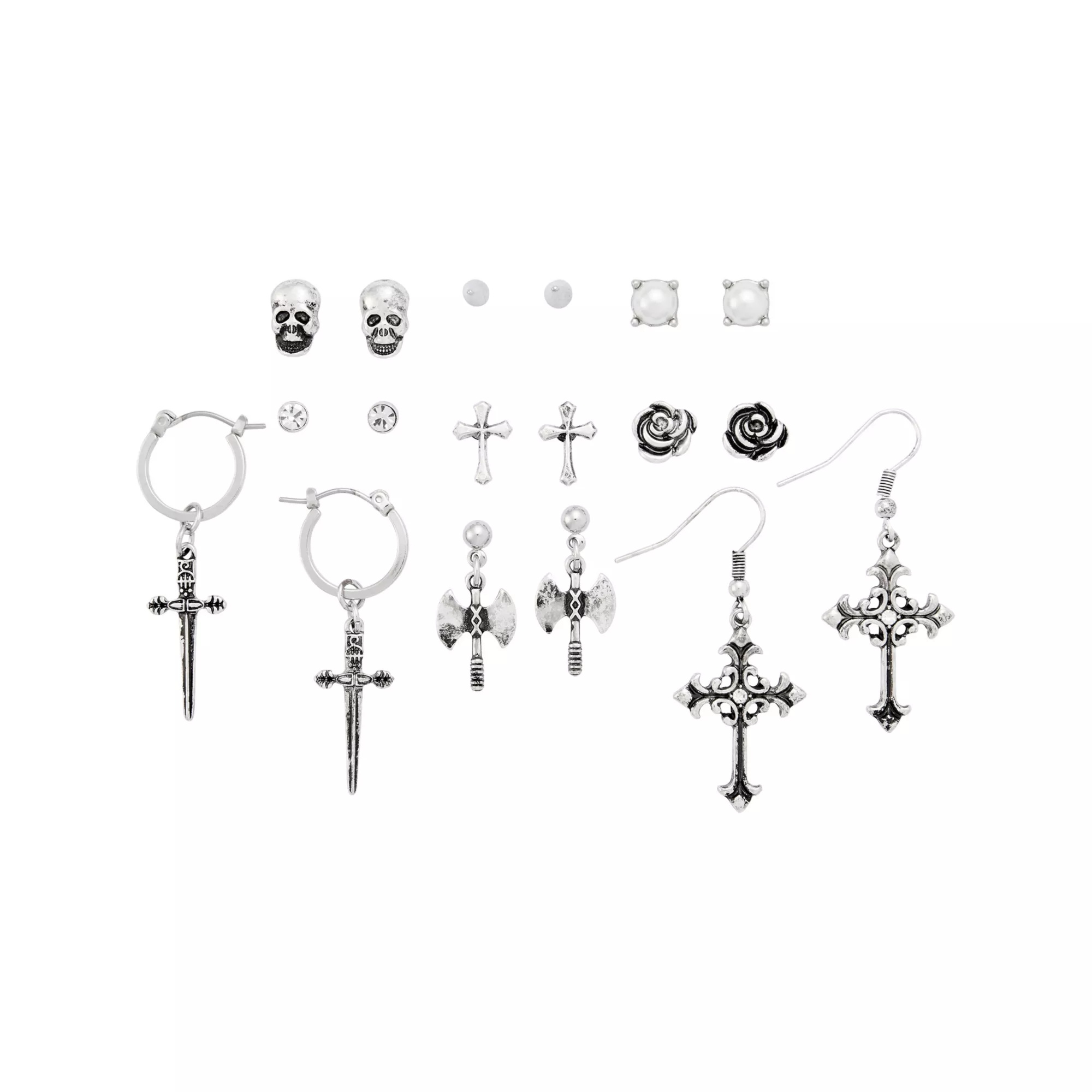 Multi-Pack Cross Sword Dagger Assorted Earrings - 9 Pair at Spencer's