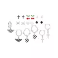 Multi-Pack Cross Angel Heart Assorted Earrings - 9 Pair at Spencer's