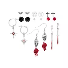 Multi-Pack Cross Sword Skull Assorted Earrings - 9 Pair at Spencer's