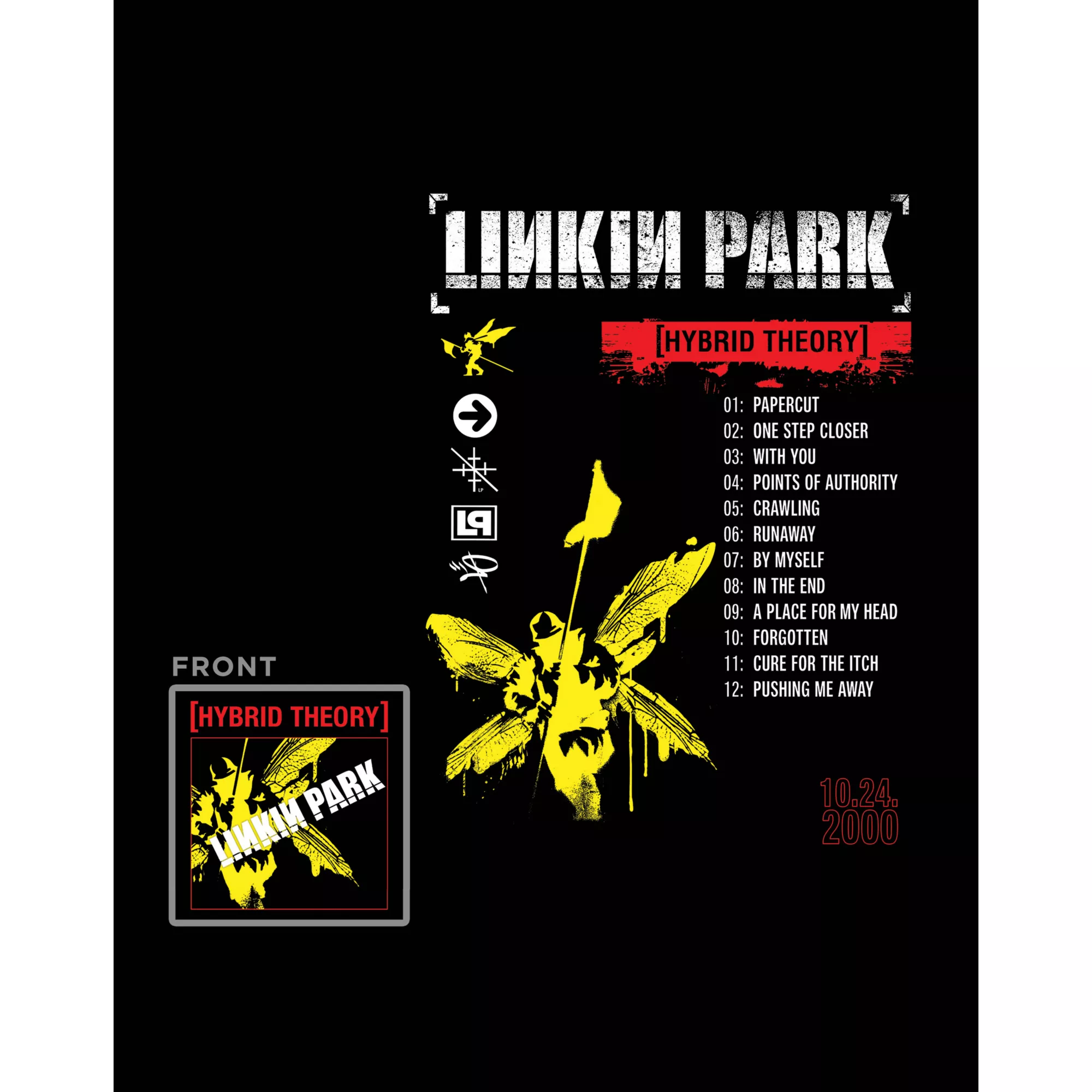 Black Hybrid Theory T Shirt - Linkin Park