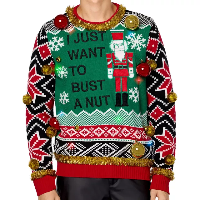 Light-Up Bust a Nut Christmas Sweater - Danny Duncan