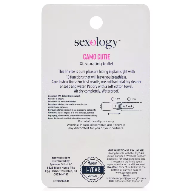 Camo Cutie XL Bullet Vibrator - Sexology at Spencer's