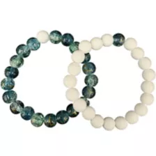White and Green Long Distance Bracelets - 2 Pack at Spencer's