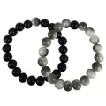 Black and Gray Marble Long Distance Bracelets - 2 Pack at Spencer's