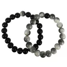 Black and Gray Marble Long Distance Bracelets - 2 Pack at Spencer's