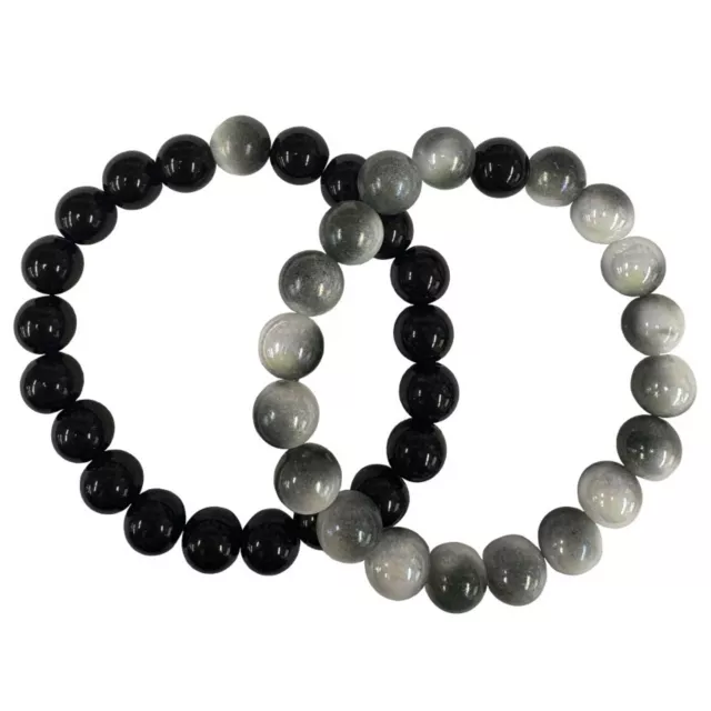 Black and Gray Marble Long Distance Bracelets - 2 Pack at Spencer's