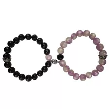 Multi-Pack Black and Purple Long Distance Bracelets - 2 Pack at Spencer's