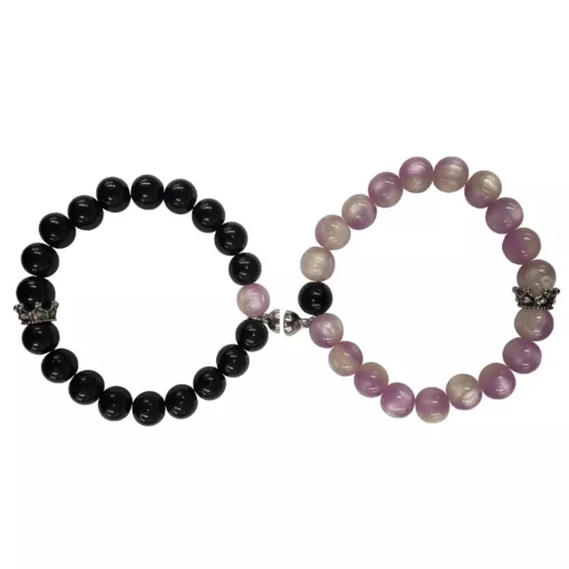 Multi-Pack Black and Purple Long Distance Bracelets - 2 Pack at Spencer's