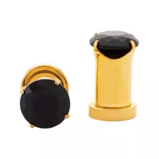 Black Round CZ Gold-Plated Plugs at Spencer's