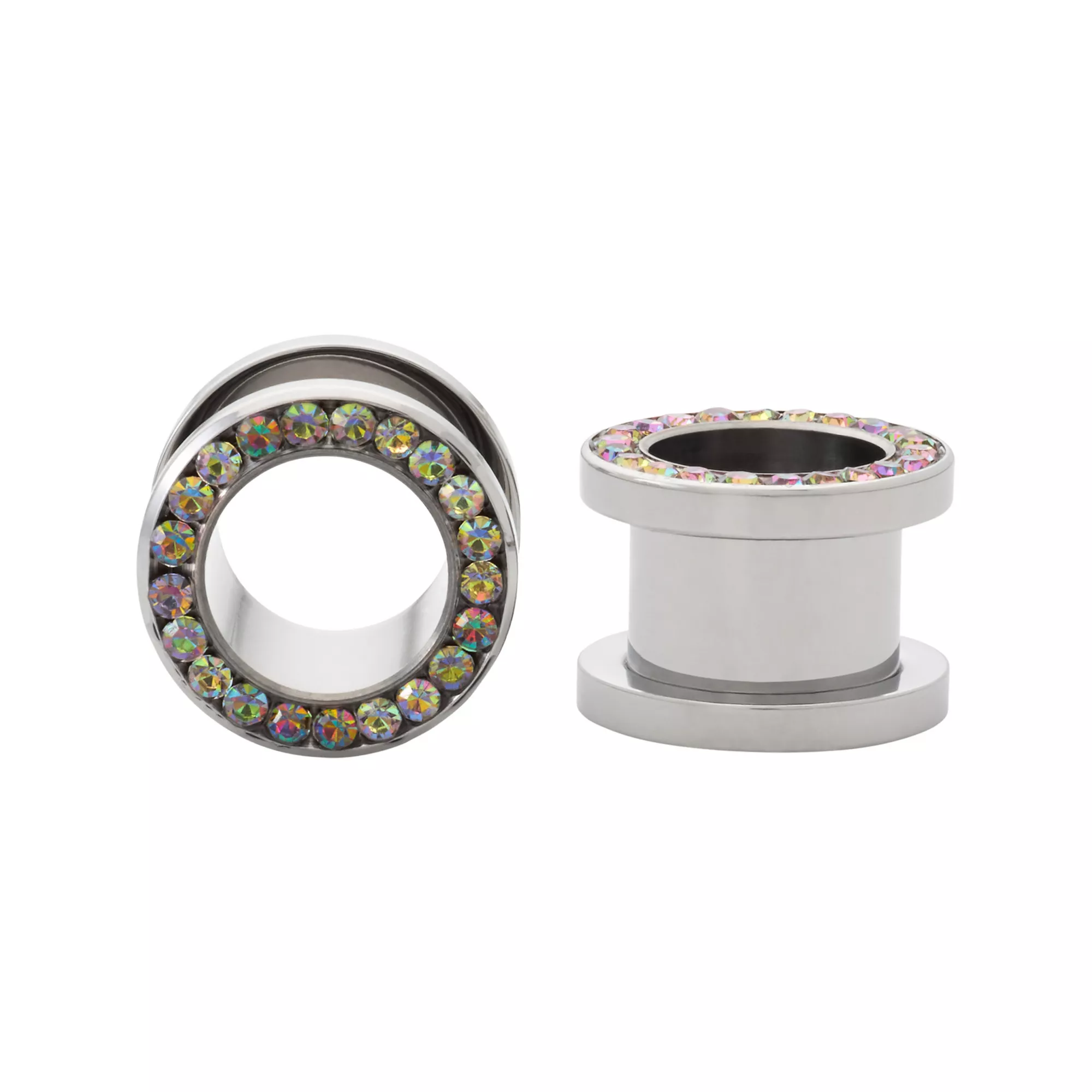 Vitrail CZ Silver-Plated Titanium Tunnels at Spencer's
