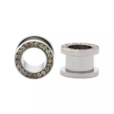 Vitrail CZ Silver-Plated Titanium Tunnels at Spencer's