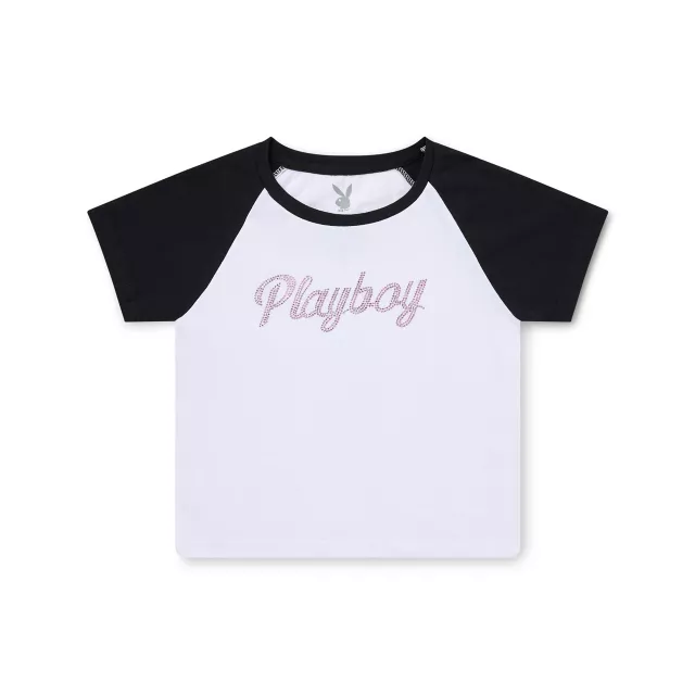 Playboy Pink Rhinestone Raglan Baby T Shirt