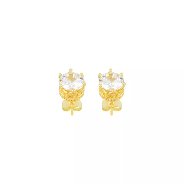 14K Gold-Plated CZ Stud Earrings - 20 Gauge at Spencer's