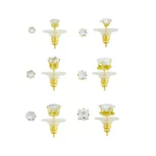 Multi-Pack CZ 14K Gold-Plated Stud Earrings 6 Pair - 20 Gauge at Spencer's