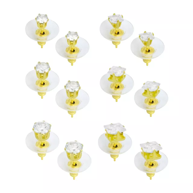 Multi-Pack CZ 14K Gold-Plated Stud Earrings 6 Pair - 20 Gauge at Spencer's