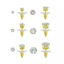 Multi-Pack 14K Gold-Plated CZ Hexagon Stud Earrings 6 Pair - 20 Gauge at Spencer's