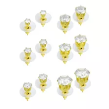 Multi-Pack 14K Gold-Plated CZ Hexagon Stud Earrings 6 Pair - 20 Gauge at Spencer's