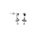 Silvertone and Black CZ Gothic Cross Dangle Stud Earrings - 20 Gauge at Spencer's