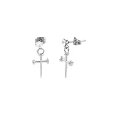 CZ Cross Dangle Stud Earrings - 20 Gauge at Spencer's