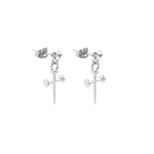 CZ Cross Dangle Stud Earrings - 20 Gauge at Spencer's